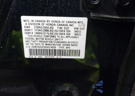 2013 Acura Mdx z USA, uszkodzony, nr VIN 2HNYD2H23DH514929